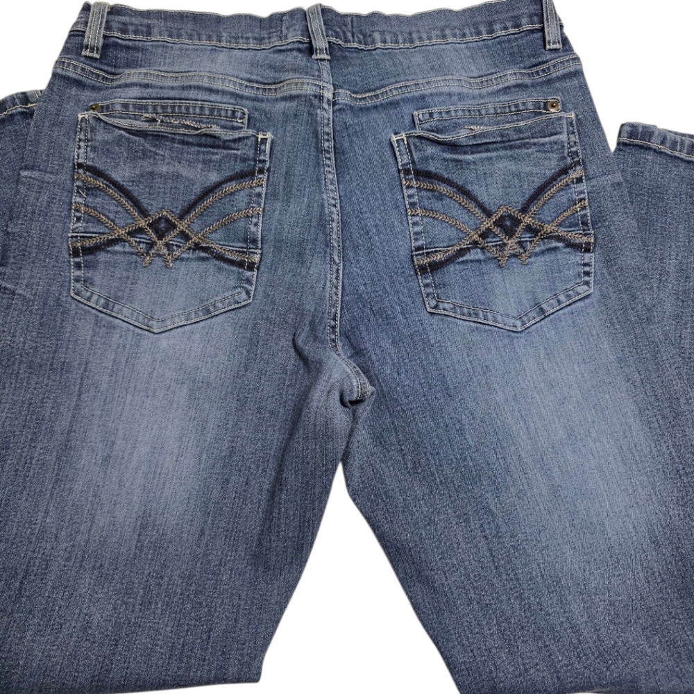 Rustic Blue Men's Distressed Embroidered Back Pocket Jeans